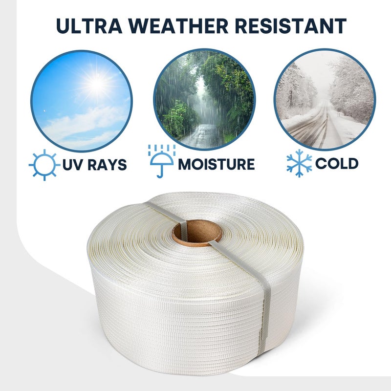 ESK Packaging ® 1/2" Woven Poly Cord Strapping, 1500' Roll – 825 lbs Break Strength, Medium Duty, Weather-Resistant Flat Rope – Self-Dispensing Box - Image 5